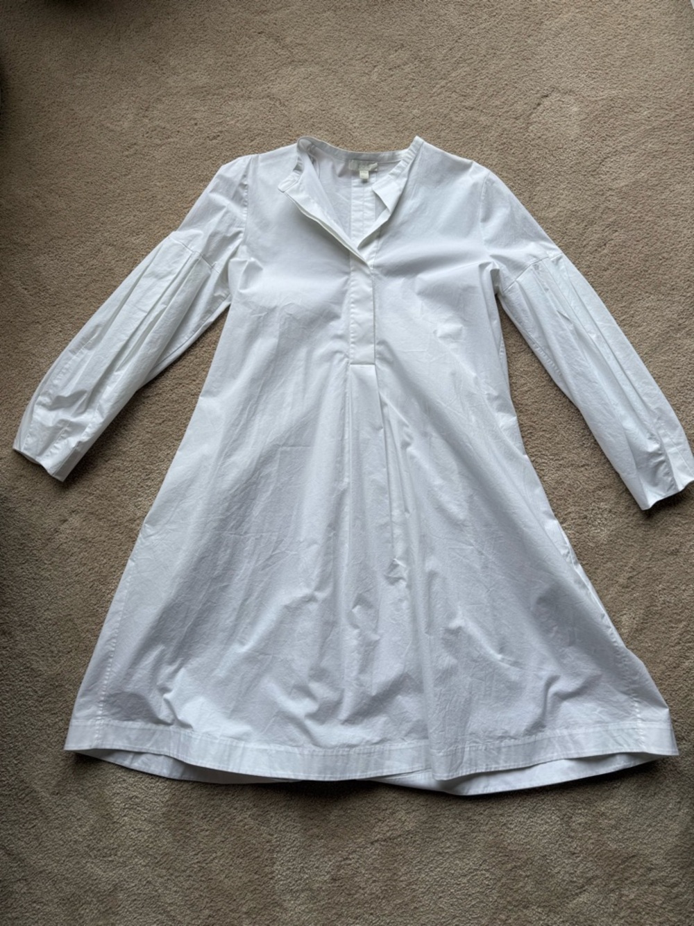 COS Pleated Shirt Dress. Classic White Long-Sleeve.